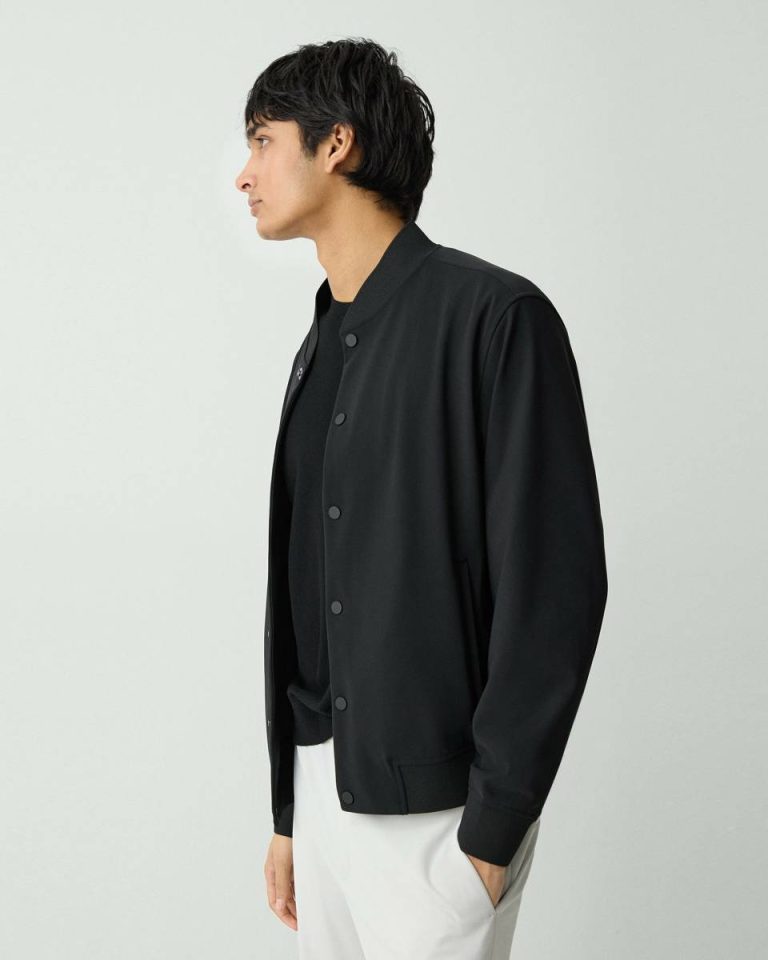 Blazers + Jackets Men Theory Murphy Bomber Jacket In Precision Ponte Black - 2