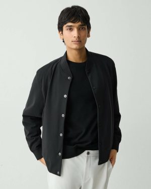 Blazers + Jackets Men Theory Murphy Bomber Jacket In Precision Ponte Black - 1