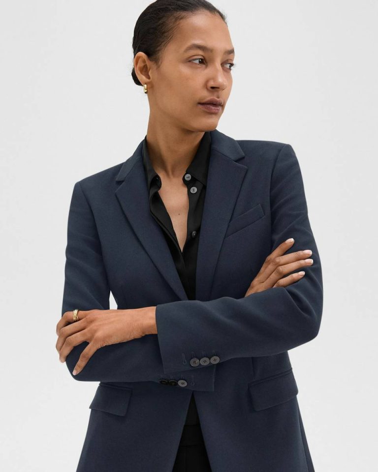 Blazers + Jackets Staple Blazer In Admiral Crepe Nocturne Navy Theory Women - 4