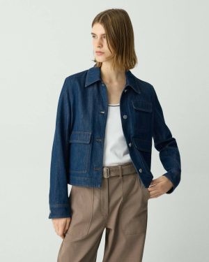 Blazers + Jackets Theory Indigo Casual Jacket In Relaxed Denim Women - 1