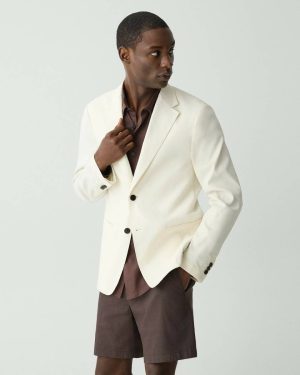 Blazers + Jackets Theory Men Eggshell Clinton Blazer In Good Linen - 1