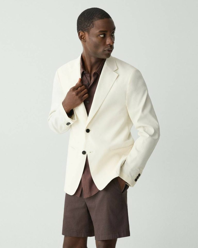 Blazers + Jackets Theory Men Eggshell Clinton Blazer In Good Linen - 1