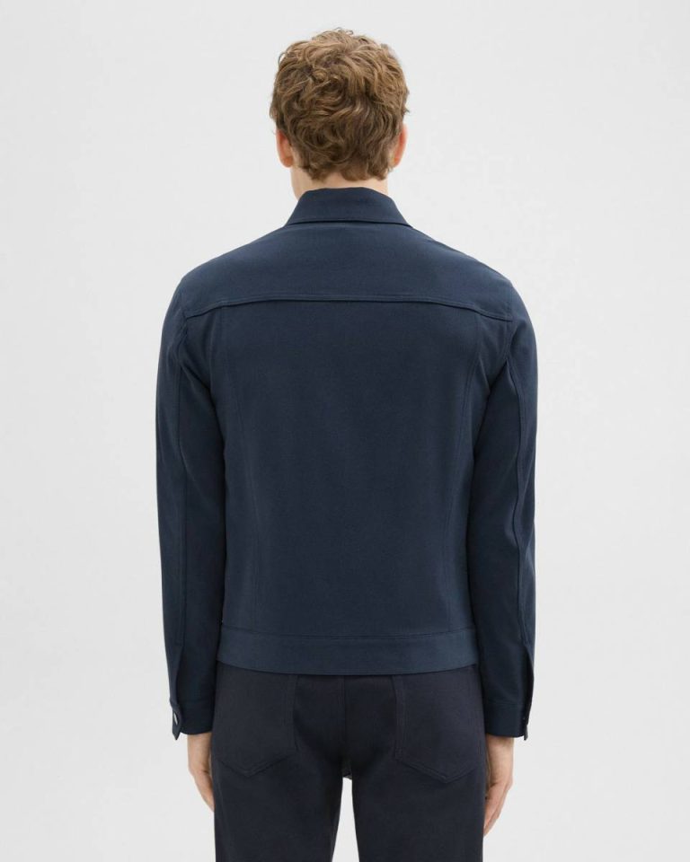 Blazers + Jackets Theory Men River Trucker Jacket In Neoteric Twill Dark Navy - 3