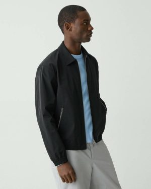 Blouson Zip Jacket In Foundation Twill Men Outerwear Theory Black - 1