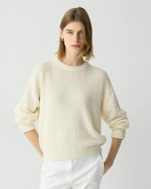 Bouclé Sweatshirt In Cotton-Blend Loungewear Theory Ivory Women - 1