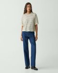 Boyfriend Tee In Linen-Blend Light Parchment Multi Theory Sweaters + Cardigans Women - 5