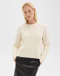 Cable Knit Sweater In Felted Wool-Cashmere Ivory Women Theory Sweaters + Cardigans - 1
