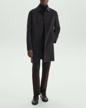 Car Coat In Double-Face Wool-Cashmere Men Hickory Melange Outerwear Theory - 1
