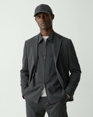 Charcoal Melange Clinton Blazer In Motion Wool Theory Blazers + Jackets Men - 1