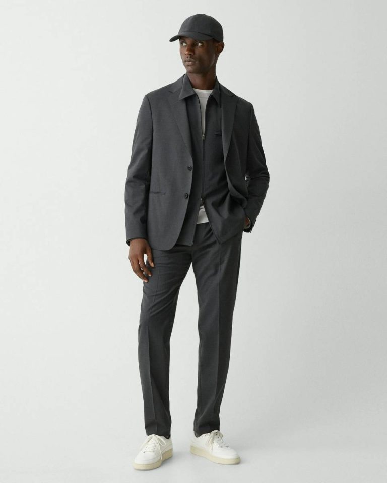 Charcoal Melange Clinton Blazer In Motion Wool Theory Blazers + Jackets Men - 5