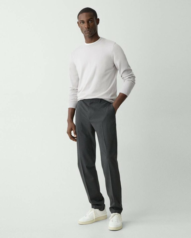 Charcoal Melange Curtis Drawstring Pant In Motion Wool Theory Men Pants - 2