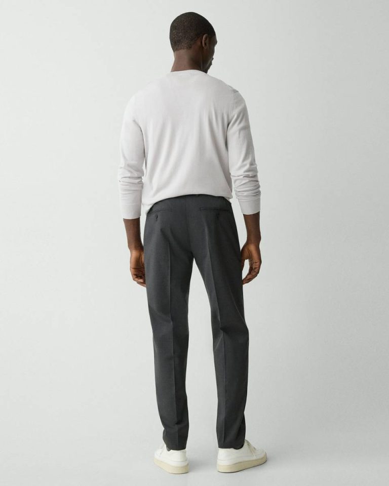 Charcoal Melange Curtis Drawstring Pant In Motion Wool Theory Men Pants - 3