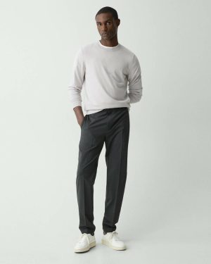 Charcoal Melange Curtis Drawstring Pant In Motion Wool Theory Men Pants - 1
