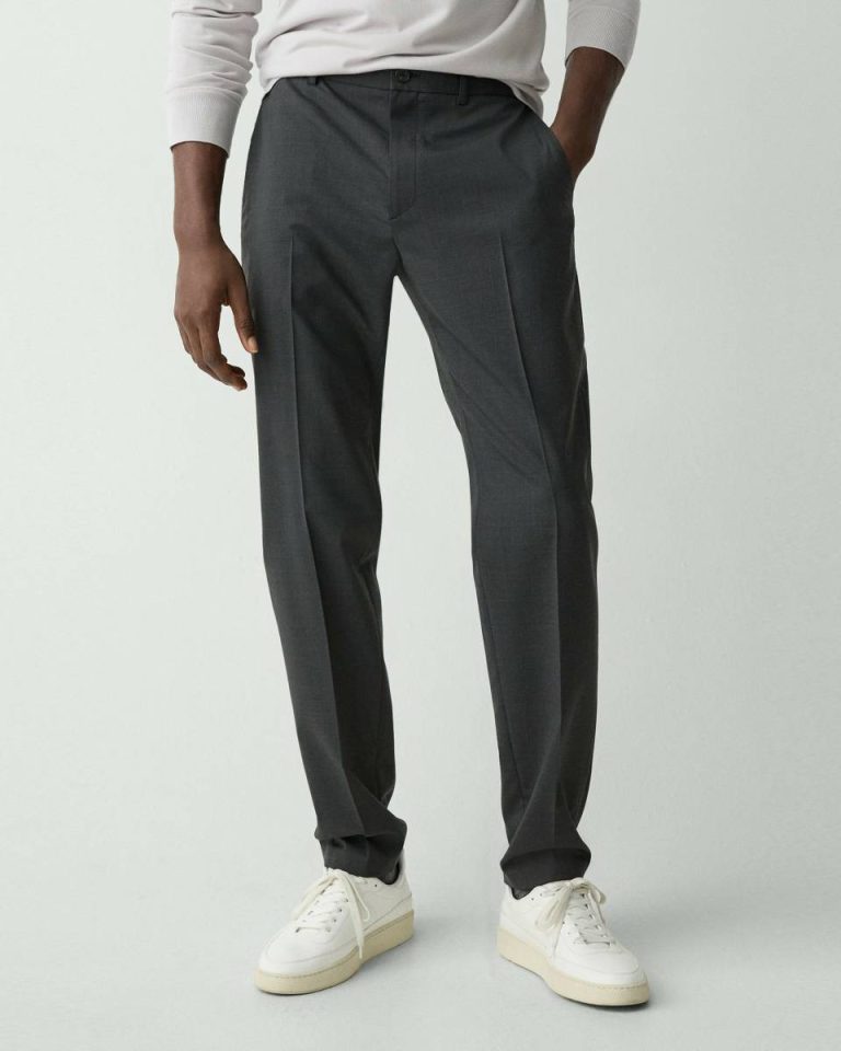 Charcoal Melange Curtis Drawstring Pant In Motion Wool Theory Men Pants - 4