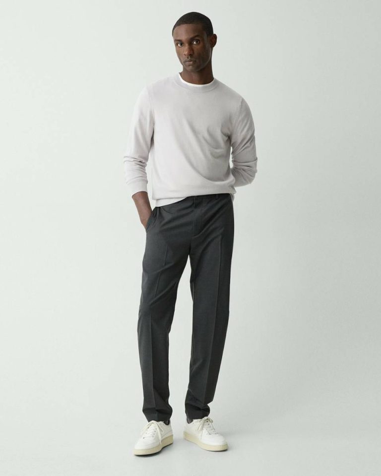 Charcoal Melange Curtis Drawstring Pant In Motion Wool Theory Men Pants - 1