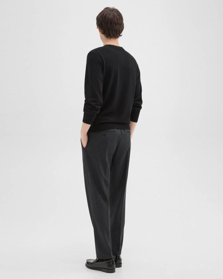 Charcoal Melange Theory Larin Drawstring Pant In Stretch Flannel Pants Men - 3