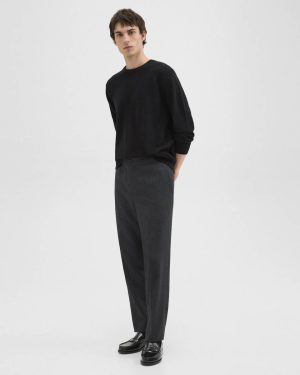 Charcoal Melange Theory Larin Drawstring Pant In Stretch Flannel Pants Men - 1