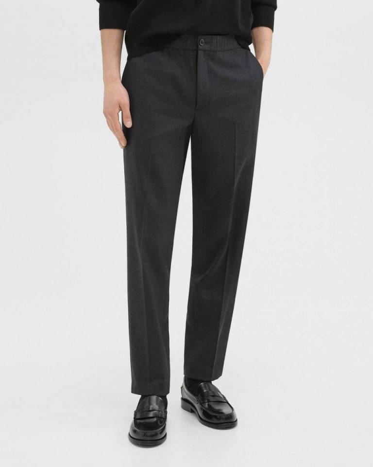 Charcoal Melange Theory Larin Drawstring Pant In Stretch Flannel Pants Men - 4