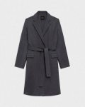 Charcoal Melange Theory Outerwear Women Wrap Coat In Double-Face Wool-Cashmere - 5