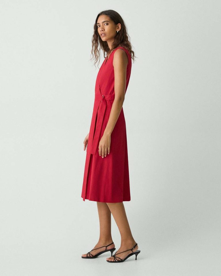 Cherry Dresses Sleeveless A-Line Wrap Dress In Good Linen Theory Women - 2
