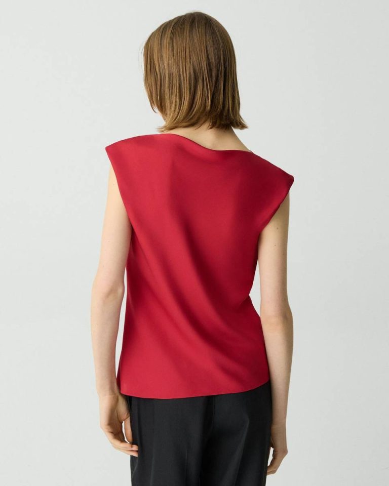 Cherry Tops Women Theory Cowl Neck Top In Silk Georgette - 3