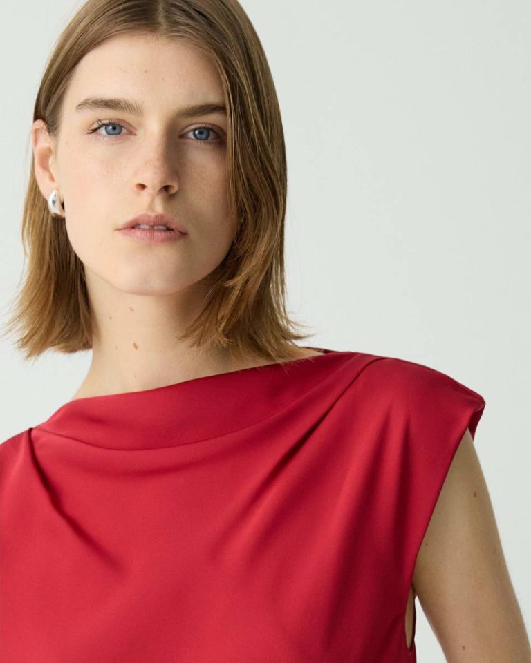 Cherry Tops Women Theory Cowl Neck Top In Silk Georgette - 4
