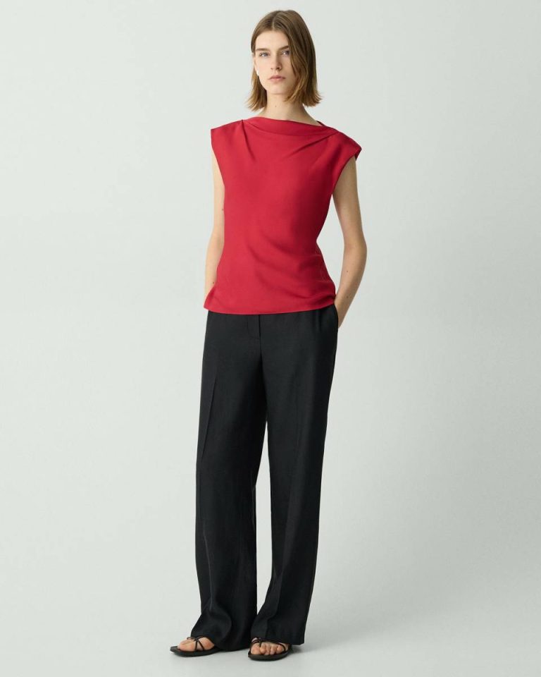 Cherry Tops Women Theory Cowl Neck Top In Silk Georgette - 5