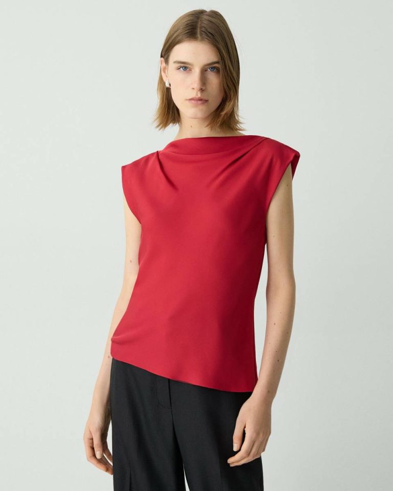Cherry Tops Women Theory Cowl Neck Top In Silk Georgette - 1