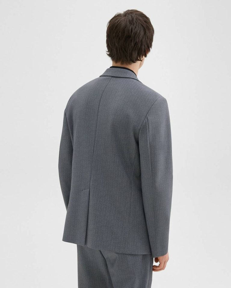 Clinton Blazer In Herringbone Precision Ponte Blazers + Jackets Men Grey Melange Theory - 3