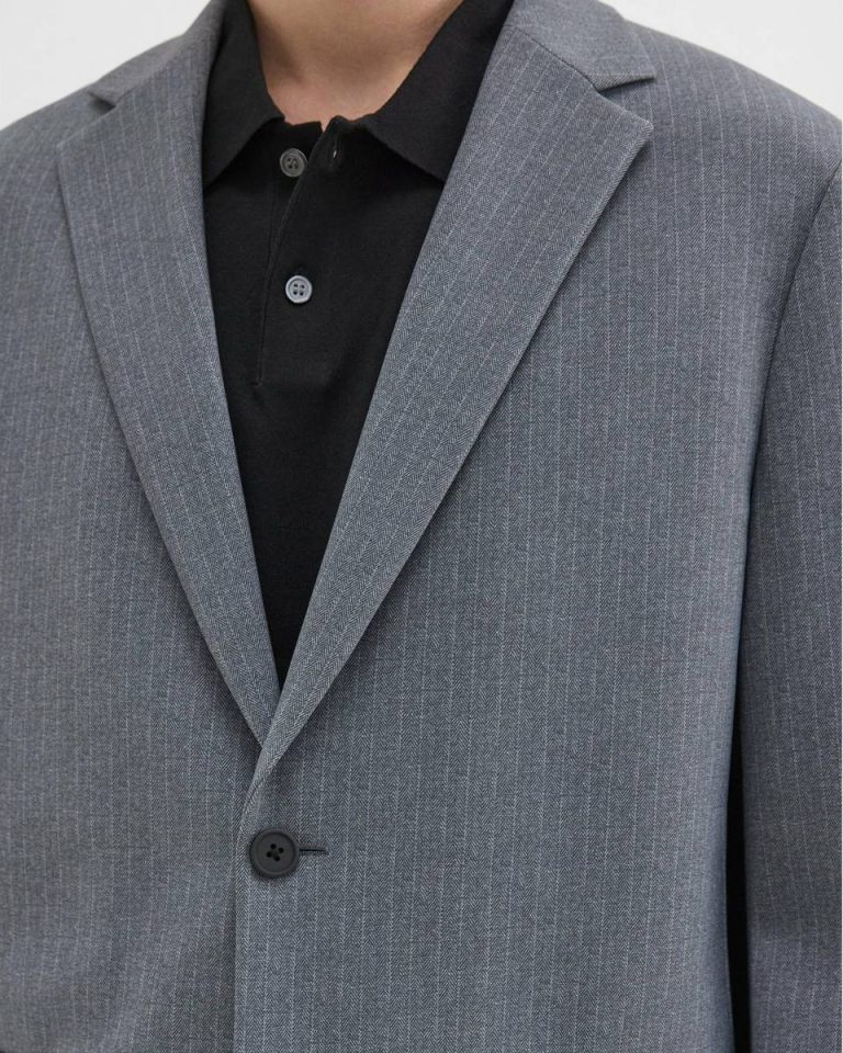 Clinton Blazer In Herringbone Precision Ponte Blazers + Jackets Men Grey Melange Theory - 4