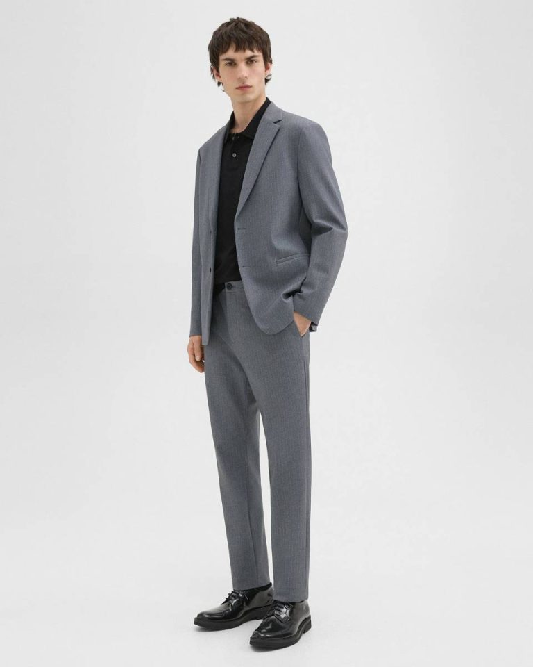 Clinton Blazer In Herringbone Precision Ponte Blazers + Jackets Men Grey Melange Theory - 5