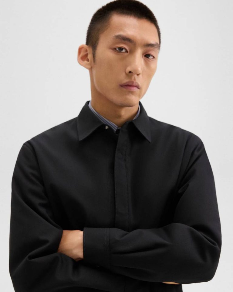 Coach Jacket In Gabardine Men Outerwear Theory Black - 4