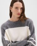 Colorblock Sweater In Astor Wool Women Theory Sweaters + Cardigans Medium Heather Grey/Ivory - 4