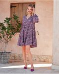 Cortia Babydoll Dress Polín Et Moi Women Purple Dresses - 4