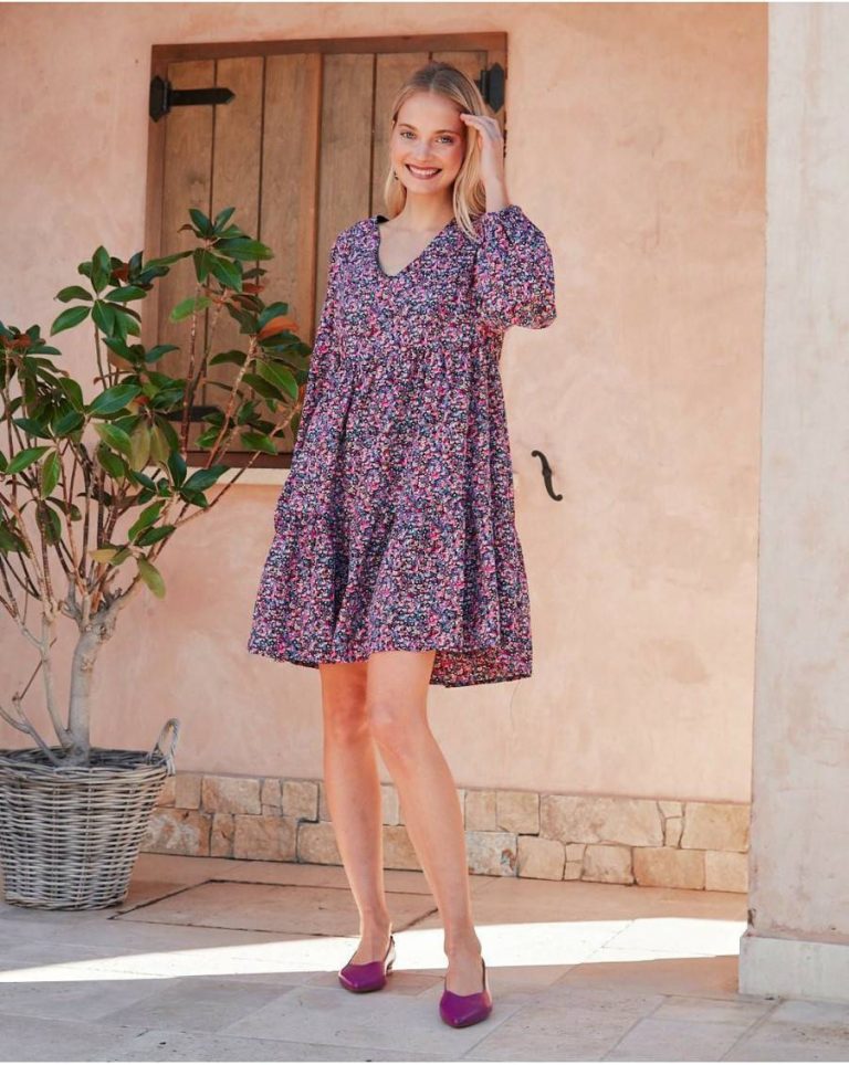 Cortia Babydoll Dress Polín Et Moi Women Purple Dresses - 4