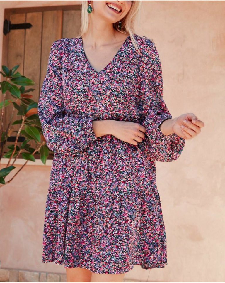 Cortia Babydoll Dress Polín Et Moi Women Purple Dresses - 1