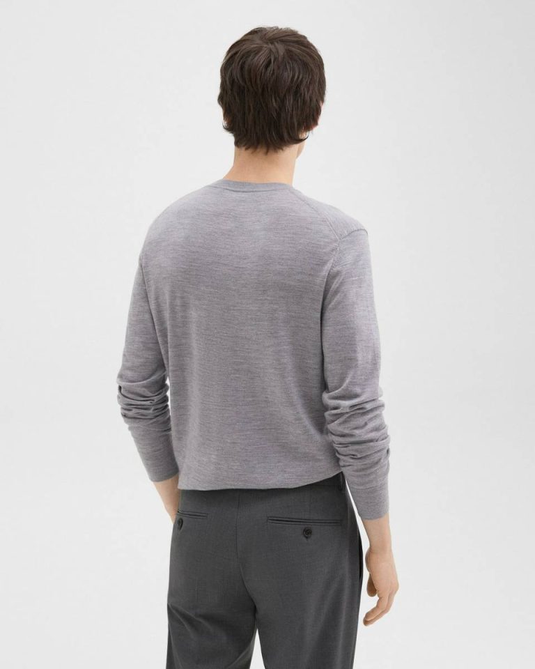 Crewneck Sweater In Regal Wool Sweaters + Cardigans Men Cool Heather Grey Theory - 3