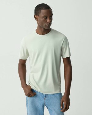 Crewneck Tee In Perform Jersey Men T-Shirts + Polos Theory Light Greenstone - 1