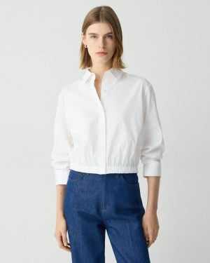 Cropped Shirt In Good Cotton Theory Women Tops White - 1