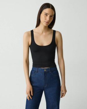 Cropped Tank Top In Stretch Nylon Black Theory Women Loungewear - 1