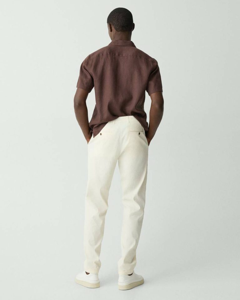 Curtis Drawstring Pant In Good Linen Pants Men Theory Eggshell - 3