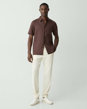 Curtis Drawstring Pant In Good Linen Pants Men Theory Eggshell - 1