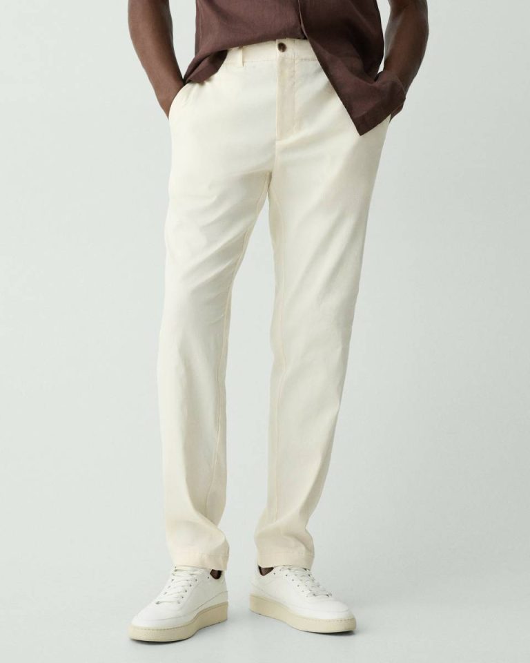 Curtis Drawstring Pant In Good Linen Pants Men Theory Eggshell - 4