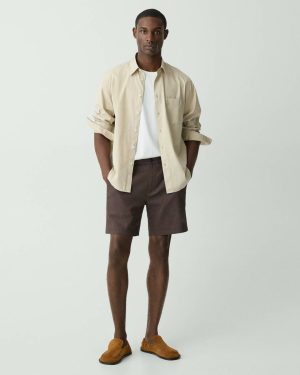 Curtis Drawstring Short In Good Linen Dark Mocha Theory Men Pants - 1