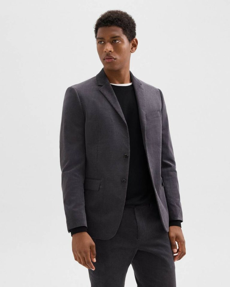 Dark Grey Men Theory Blazers + Jackets Morton Blazer In Stretch Corduroy - 2