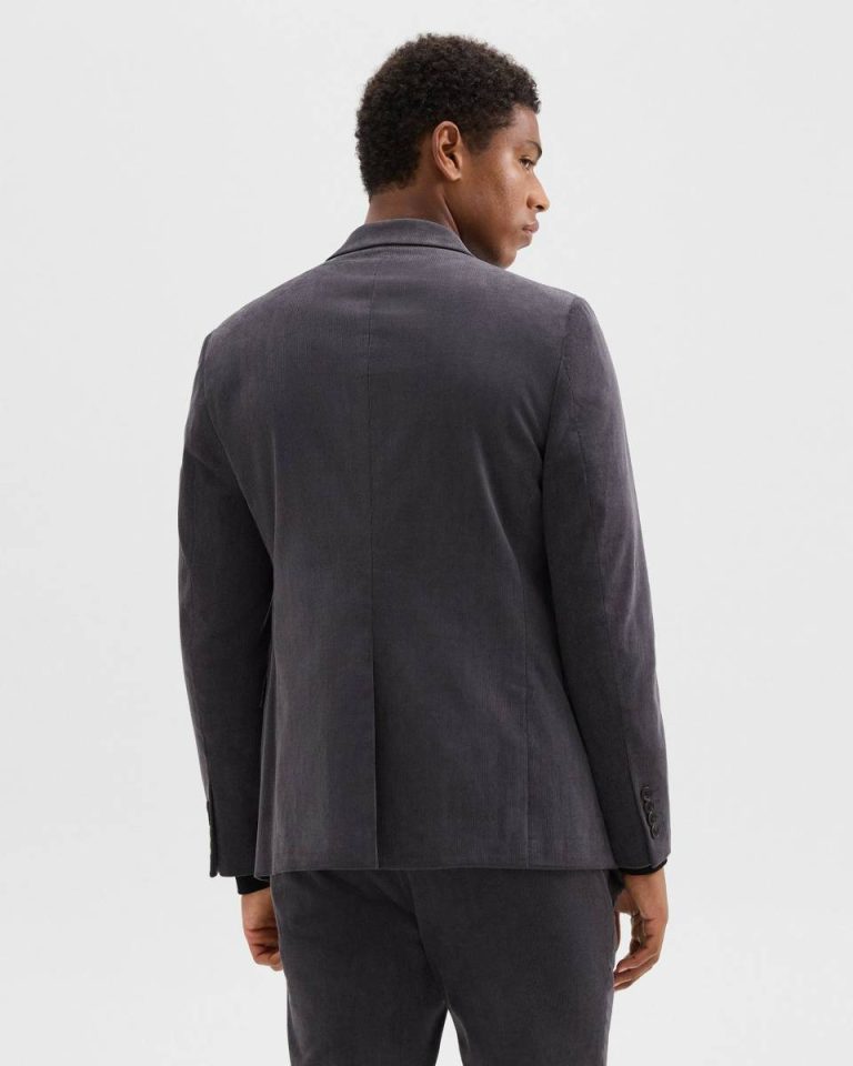 Dark Grey Men Theory Blazers + Jackets Morton Blazer In Stretch Corduroy - 3