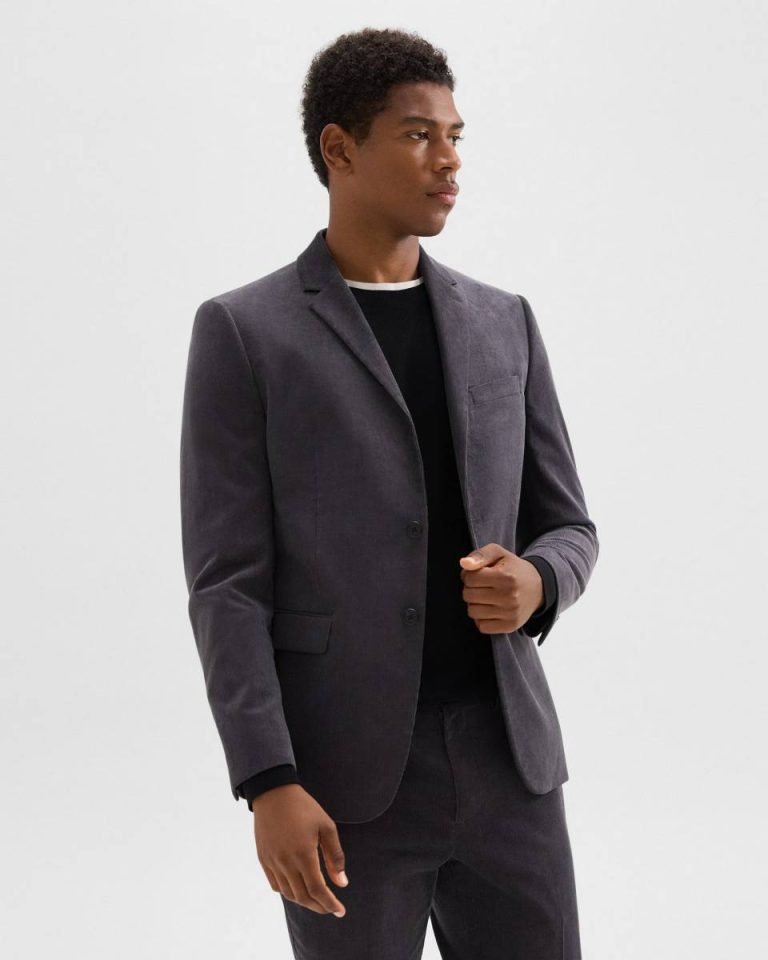 Dark Grey Men Theory Blazers + Jackets Morton Blazer In Stretch Corduroy - 1