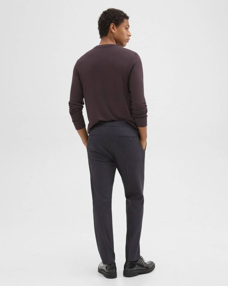 Dark Navy Pants Larin Drawstring Pant In Stretch Flannel Men Theory - 3
