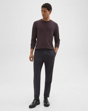 Dark Navy Pants Larin Drawstring Pant In Stretch Flannel Men Theory - 1