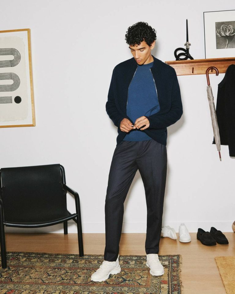 Dark Navy Pants Larin Drawstring Pant In Stretch Flannel Men Theory - 5